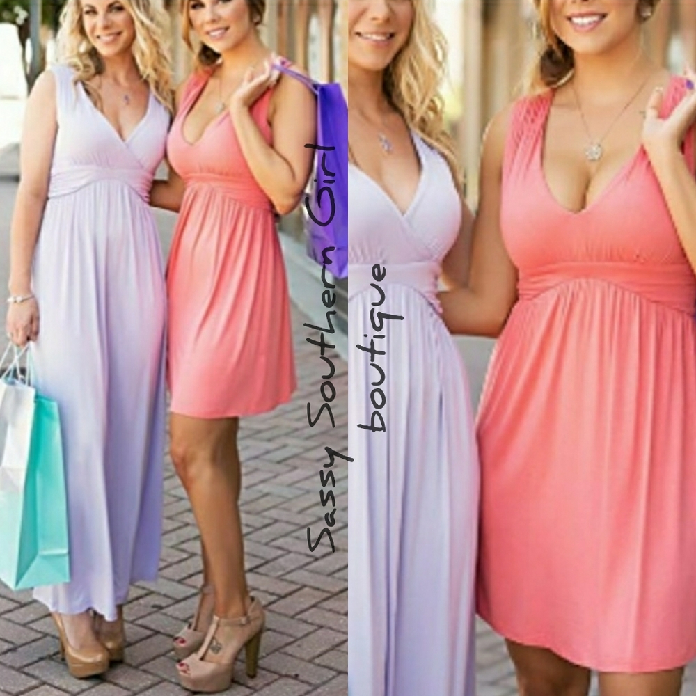 🆕⭐ Coral pink v-neck dress⭐